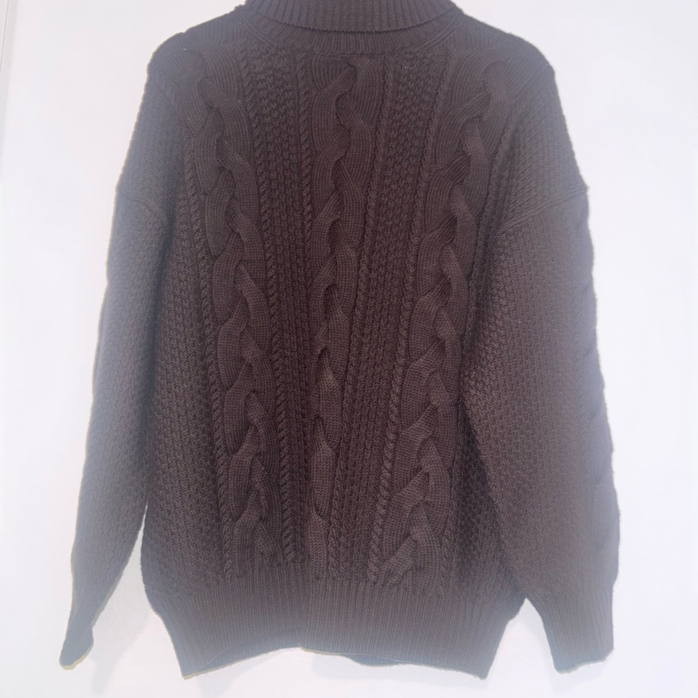 Aritzia Heritage Knit Merino Wool Turtleneck Jumper in Rich Mocha Brown